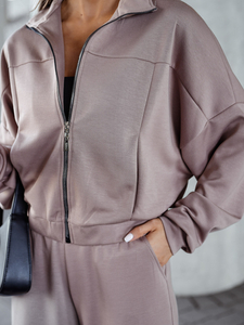 Női két darabos szett cipzárral cappuccino Bolf 821109