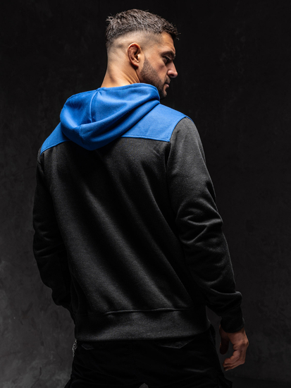 Grafitszürke férfi kapucnis pulcsi mintával Bolf W3878A1