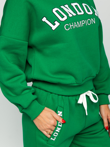 Zöld színű bélelt kétrészes női melegítő együttes Bolf VP09