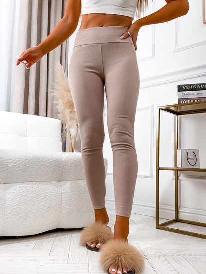 Csíkos női leggings cappuccino színben Bolf 020A