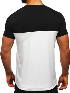 Minta nélküli férfi póló zsebbel fekete-fehér színben Bolf 8T91