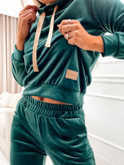 Üvegzöld színű kétrészes velúr női melegítő együttes Bolf 637