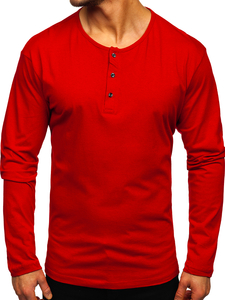 Gombos férfi hosszú ujjú felső piros színben Bolf 1114