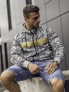 Szürke nyitható férfi pulcsi kapucnival Bolf 27B8123A