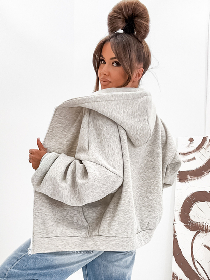 Női kapucnis pulóver szigetelt butterfly melírozott Bolf 821112