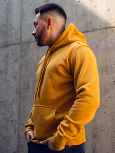 Camel színű kapucnis kenguruzsebes férfi pulcsi Bolf 2009A