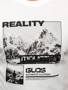 Fehér pamut férfi póló mintával Bolf MPO3461