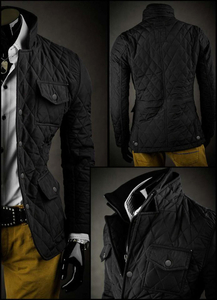 Fekete elegáns steppelt férfi dzseki Bolf 802A