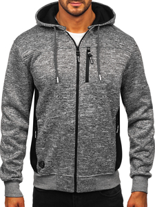 Szürke bélelt férfi kapucnis pulóver Bolf TC1305