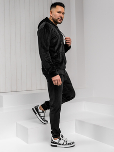 Fekete velúr férfi melegítő kapucnival Bolf 8C1538A1