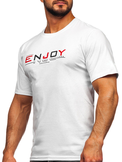 Férfi pamut póló mintával fehér színben Bolf 14773