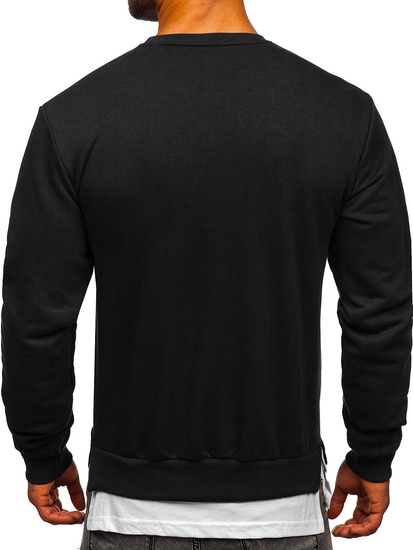 Mintás férfi pulcsi kapucni nélkül fekete Bolf 181905