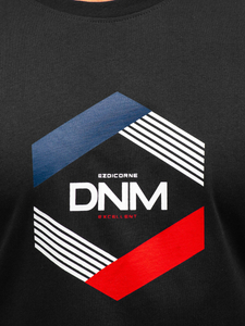 Fekete színű férfi pamut póló mintával Bolf 14741