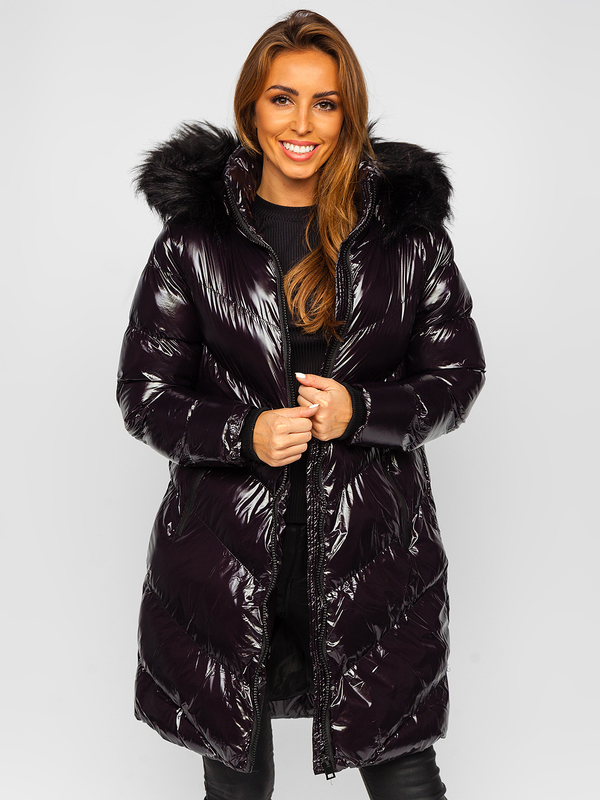 Steppelt téli női dzseki kapucnival fekete színben Bolf 23069