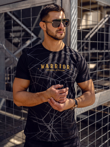 Fekete T-shirt férfi nyomott mintás Bolf SS10935A