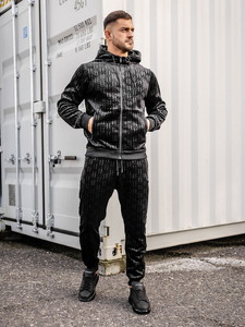 Férfi fekete velúr tréningruha Bolf 3B113A2