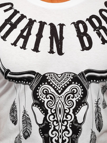 Férfi póló mintával fehér Bolf 142174