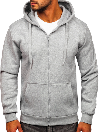 Vastag nyitható férfi melegítőfelső kapucnival sötétszürke színben Bolf 2008