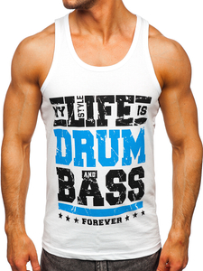 Mintás tank-top bokszoláshoz fehér színben Bolf 14832