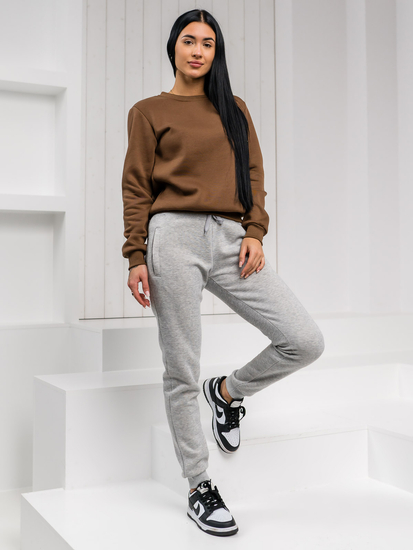 Csokoládé színű női kapucni nélküli pulóver Bolf W01A1