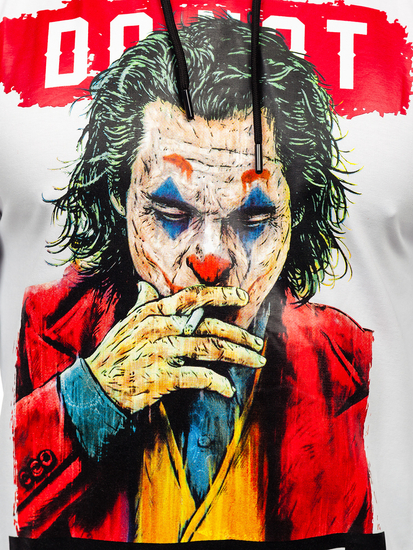 Fehér mintás férfi pulcsi kapucnival Bolf 6384