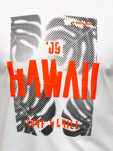 Fehér pamut férfi póló mintával Bolf MPO3497