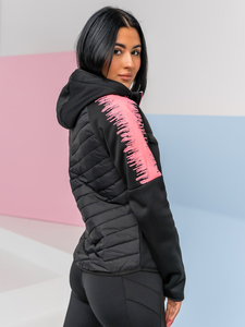 Steppelt átmeneti női dzseki kapucnival fekete színben Bolf KSW4007