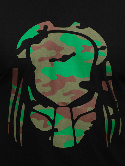 Férfi pamut nyomtatott póló Fekete Bolf 192379