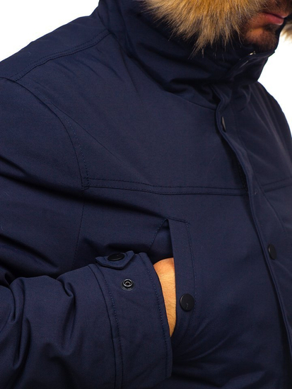 Férfi téli parka dzseki sötétkék Bolf 1972
