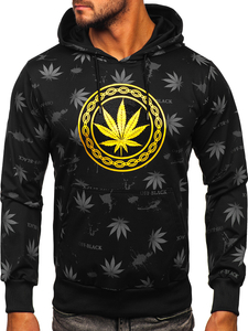 Fekete mintás kapucnis férfi pulcsi Bolf HM628