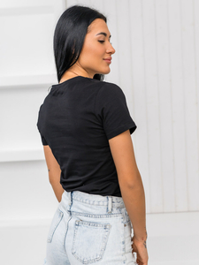 Fekete női póló applikációval Bolf 96T625