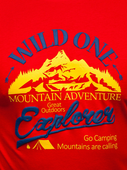 Piros pamut férfi póló mintával Bolf MPO3484