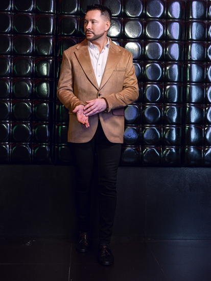 Bársony férfi zakó camel színű Bolf24410