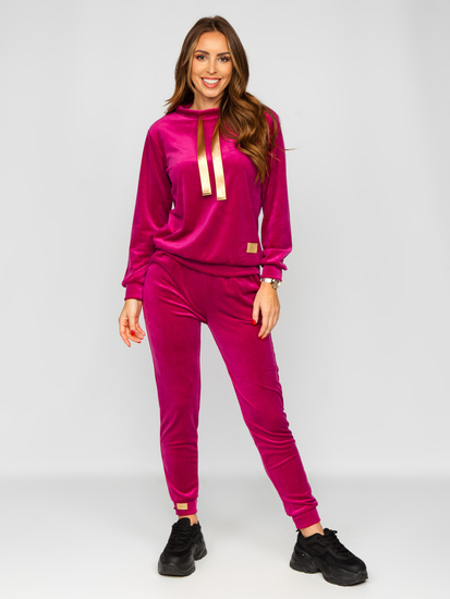 Fukszia színű kétrészes velúr női melegítő együttes Bolf 637