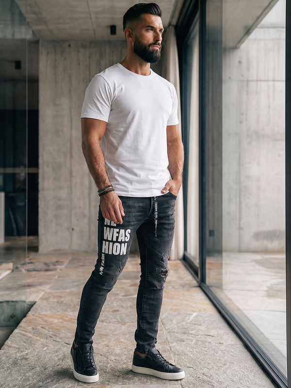 Fekete férfi slim fit farmernadrág Bolf TF277