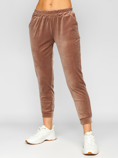 Barna színű kétrészes velúr női melegítő együttes Bolf 643