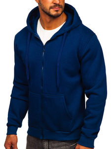 Vastag nyitható férfi melegítőfelső kapucnival indigó színben Bolf 2008