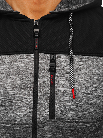 Szürke meleg férfi pulóver kapucnival Bolf TC1307