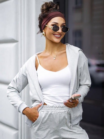 Női két darabos szett kapucnival melírozott Bolf 821110