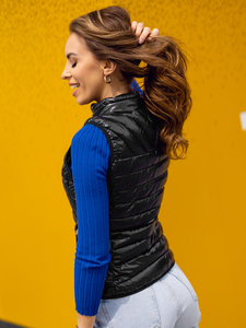 Fekete színű steppelt női mellény Bolf R0107AA