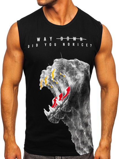 Mintás tank-top fekete színben Bolf 14808