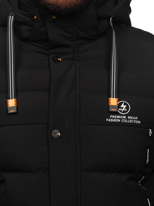 Fekete színű hosszú steppelt téli férfi kabát Bolf 22M53