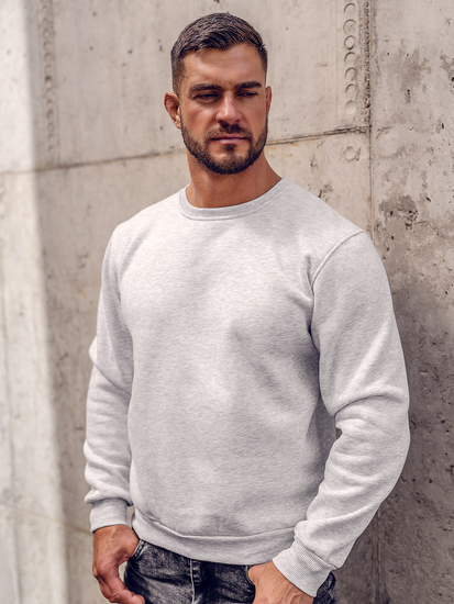 Vastag férfi melegítőfelső kapucni nélkül világosszürke színben Bolf 2001A