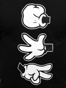 Férfi pamut nyomtatott póló Fekete Bolf KS1997