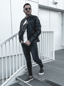 Férfi bőrdzseki fekete Bolf 1129