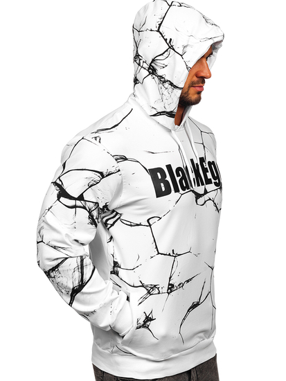 Fehér mintás férfi pulcsi kapucnival Bolf 6453