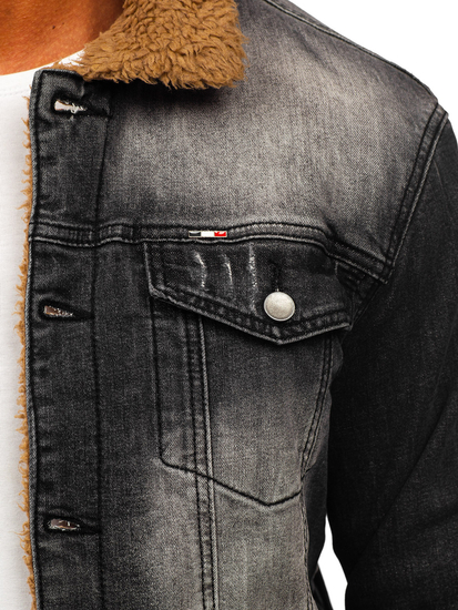 Bélelt férfi farmerdzseki fekete színben Bolf MJ520N