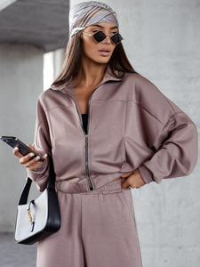 Női két darabos szett cipzárral cappuccino Bolf 821109