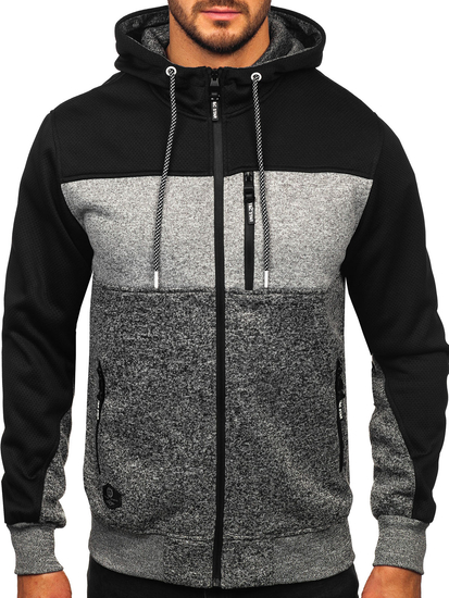 Szürke férfi pulóver-dzseki kapucnival Bolf TC1206