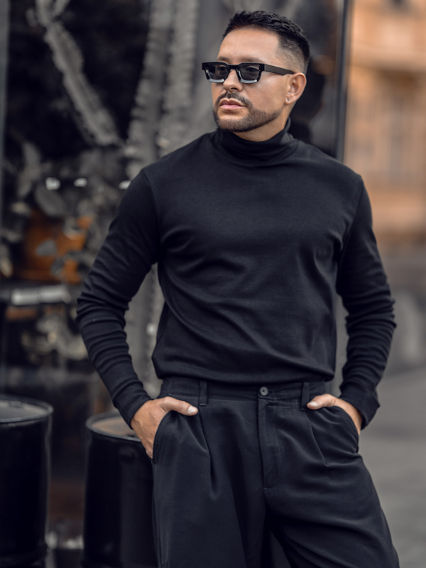 Basic pamut férfi garbó fekete Bolf 535A